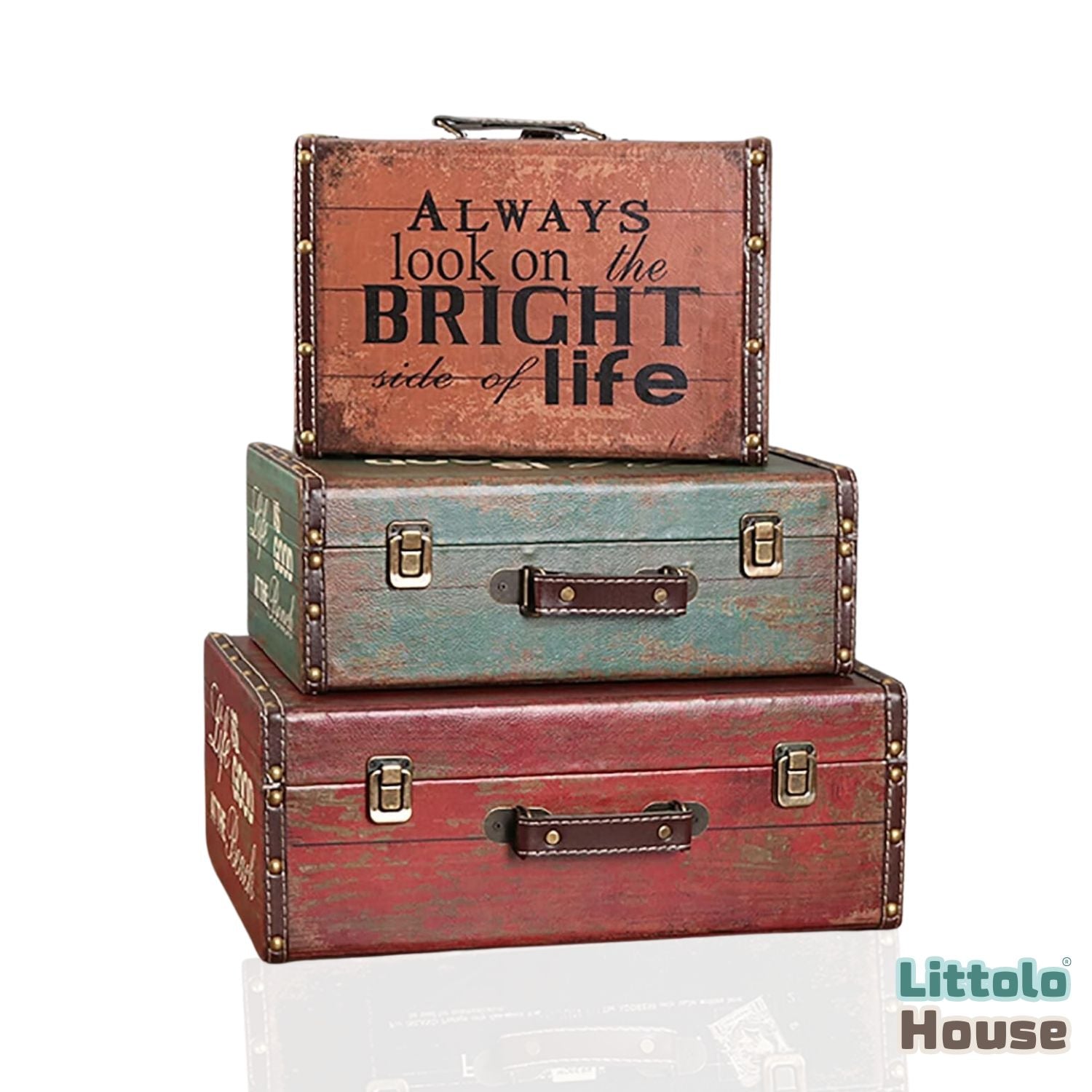 Vintage Suitcase D018 Pack of 3 | Decorative Add-ons | Multicolour