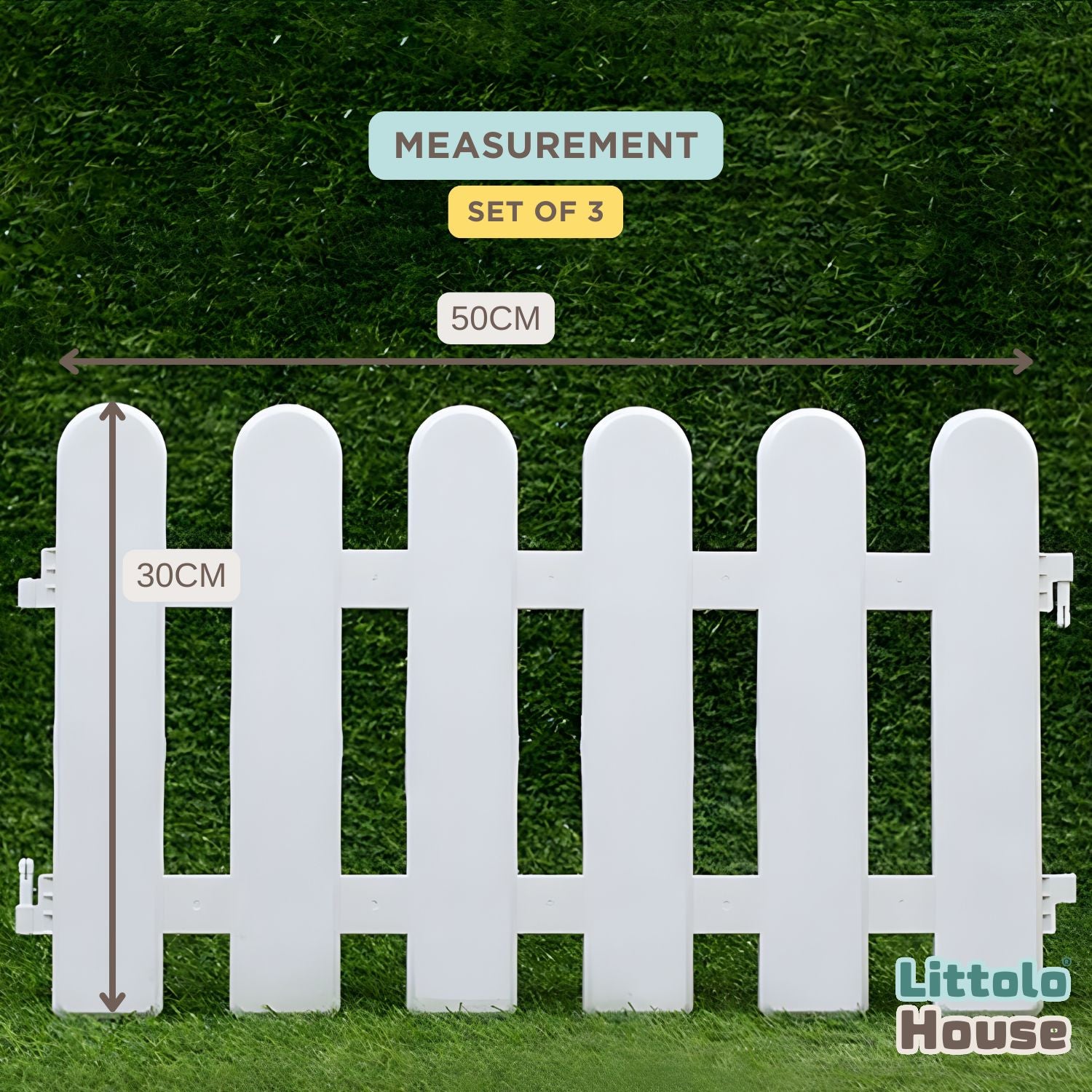 Plastic Courtyard Garden Fence Set of 3 D023 | Decorative Add-ons | Off White