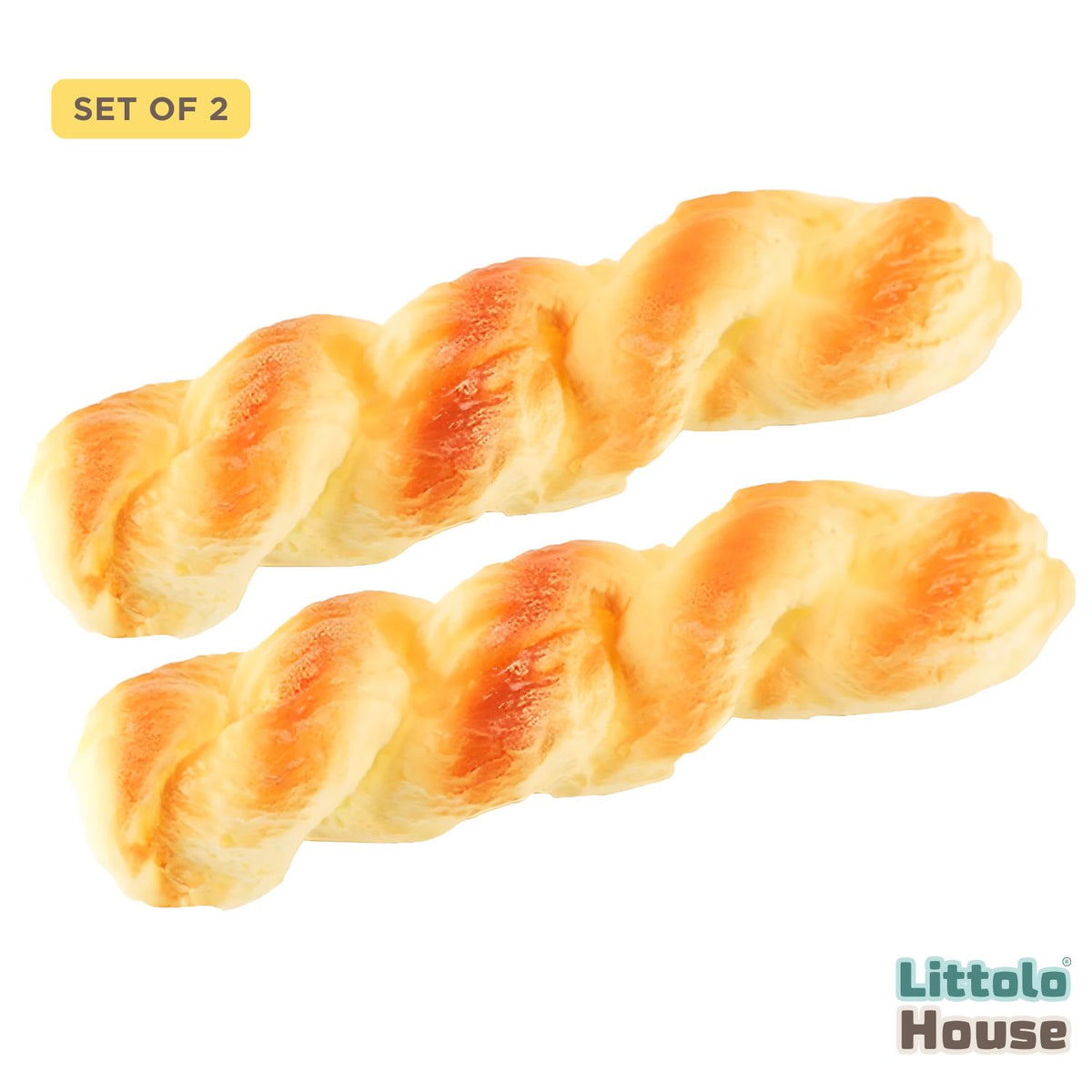 Artificial Brioche Twist Bread Set of 2 D030 | Decorative Add-ons | Baked