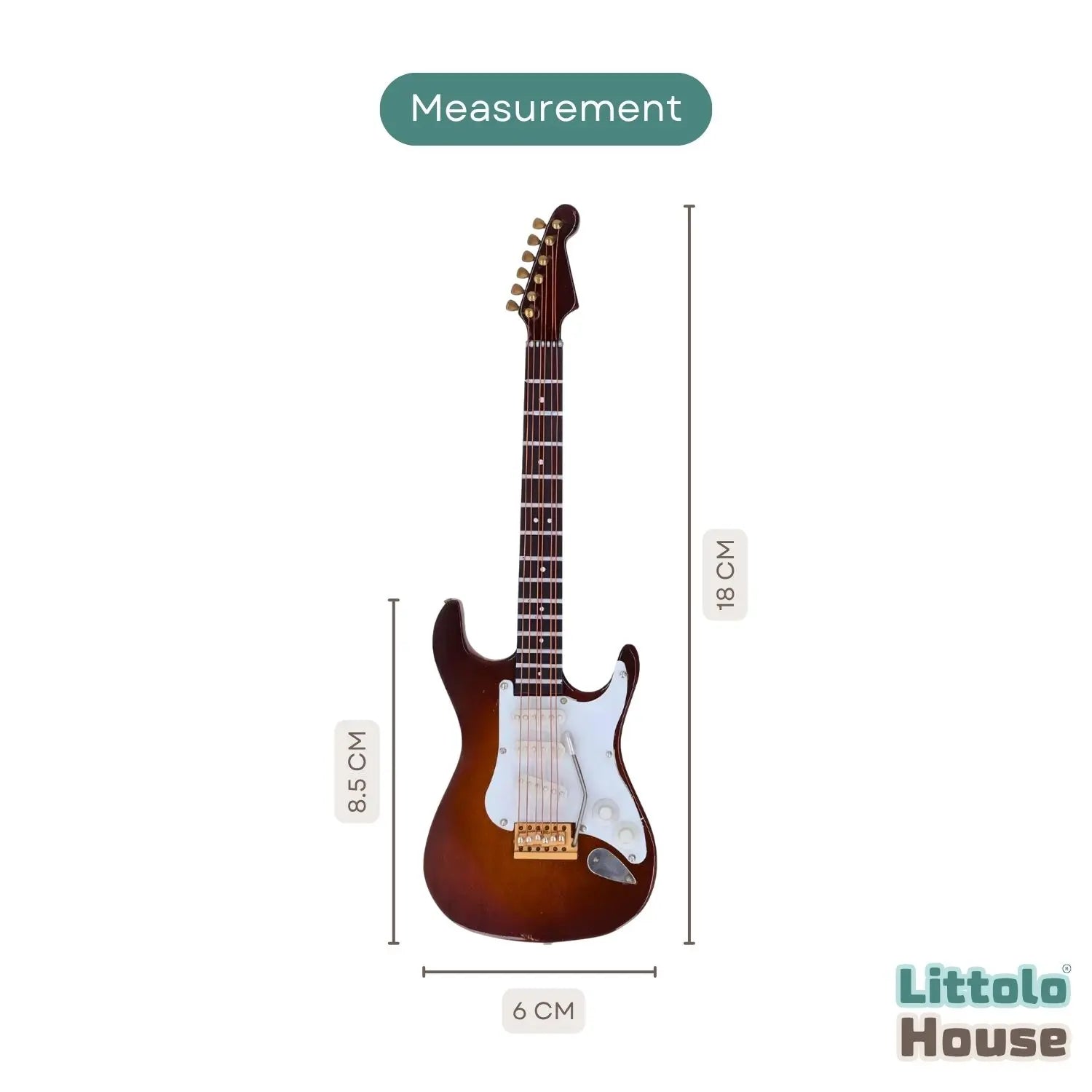 Mini Guitar Miniature D079 | Pack of 1 | Brown White