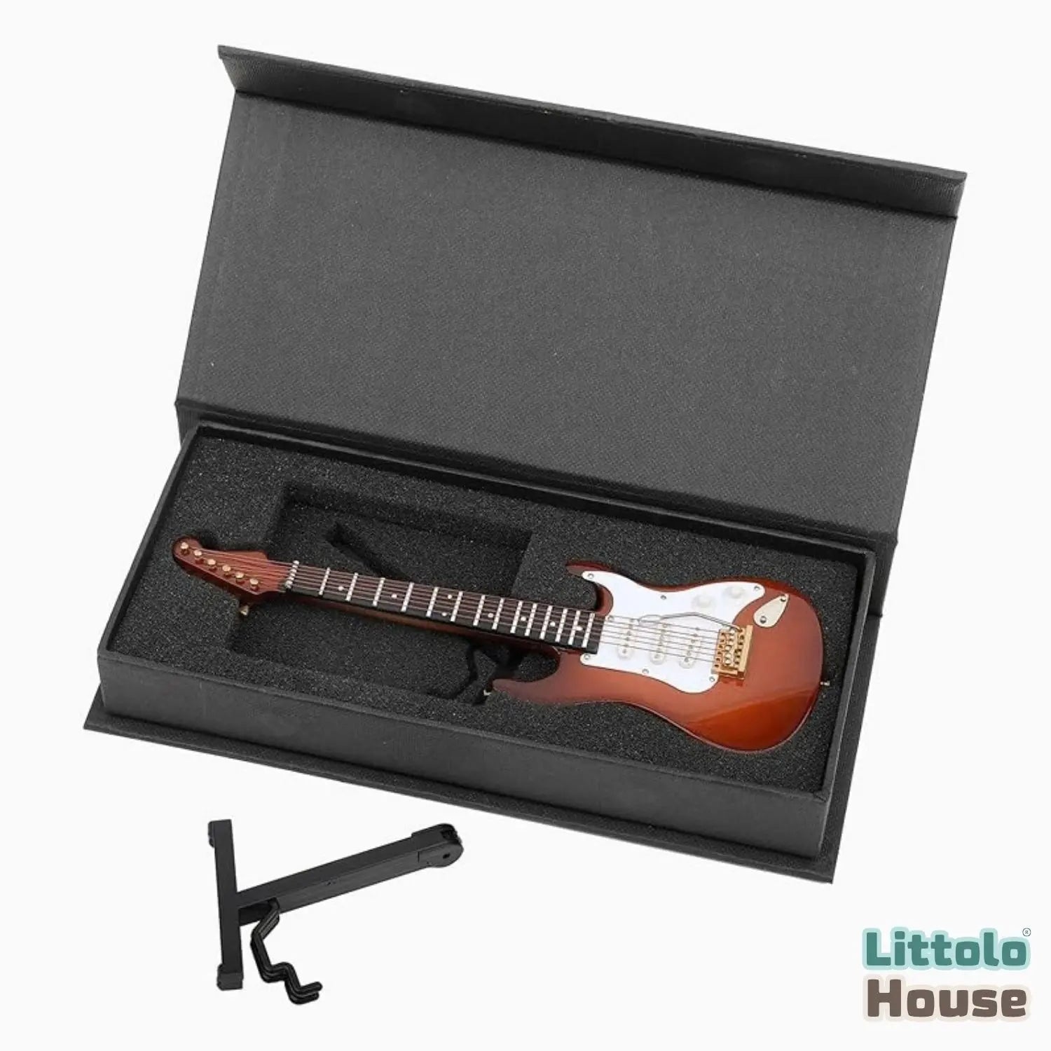 Mini Guitar Miniature D079 | Pack of 1 | Brown White