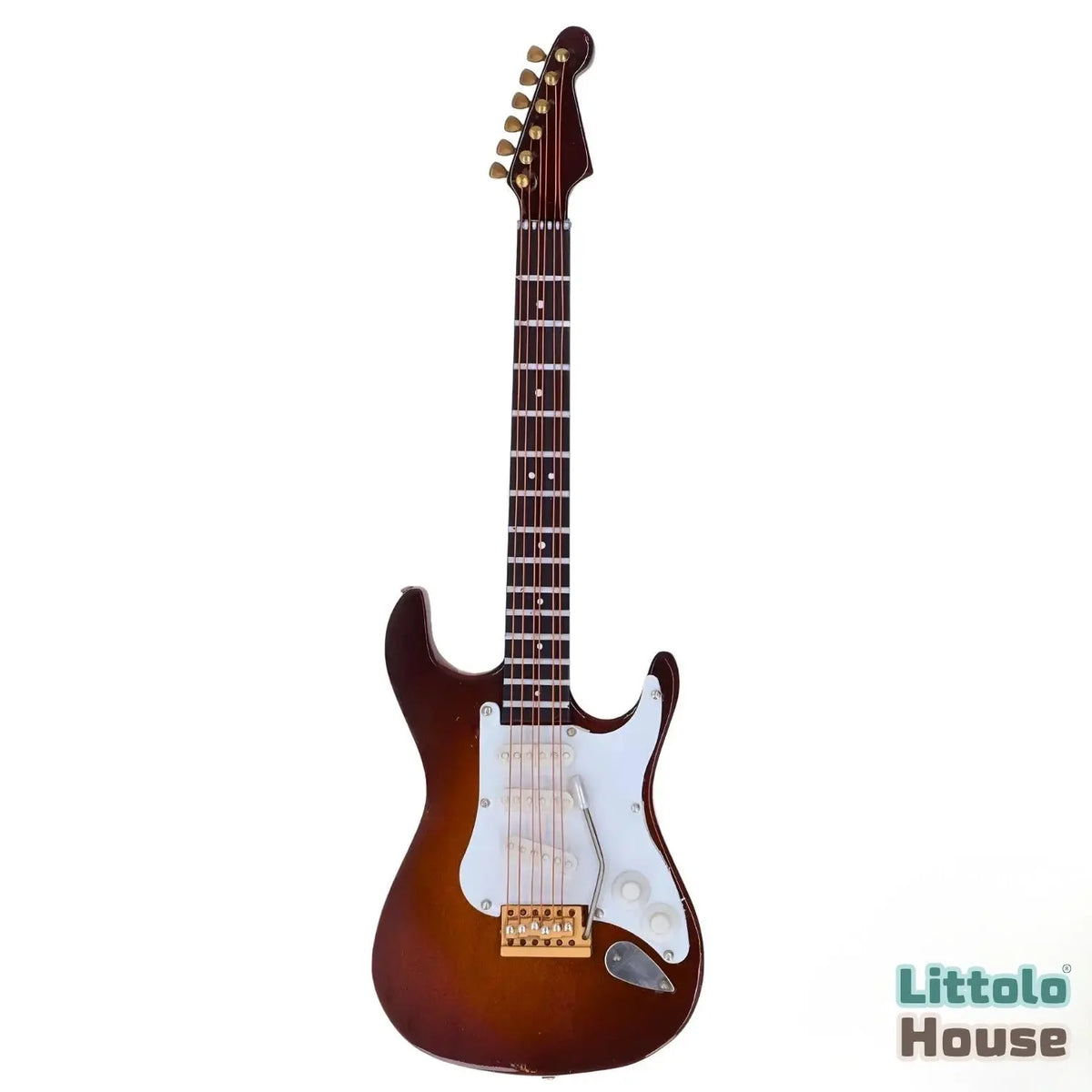 Mini Guitar Miniature D079 | Pack of 1 | Brown White