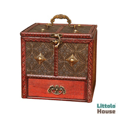 Retro dressing box ancient style jewelry small jewelry box D099 | Pack of 1 | Brick Brown