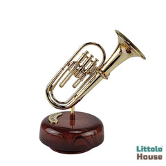 Retro Vintage rotating Trumpet music box D103 | Pack of 1 | Golden Brown