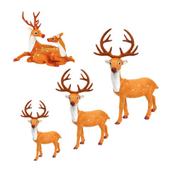 Enchanting Christmas Reindeer Miniature  | Set of 4 | Orange White Shades