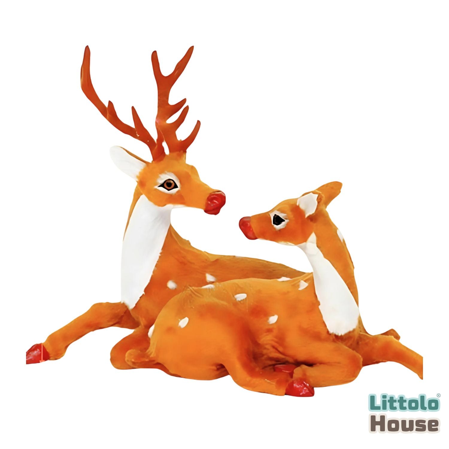 Christmas Reindeer Pair Miniature D138 | Pack of 1 | Orange White Shades