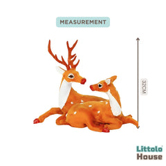 Christmas Reindeer Pair Miniature D138 | Pack of 1 | Orange White Shades