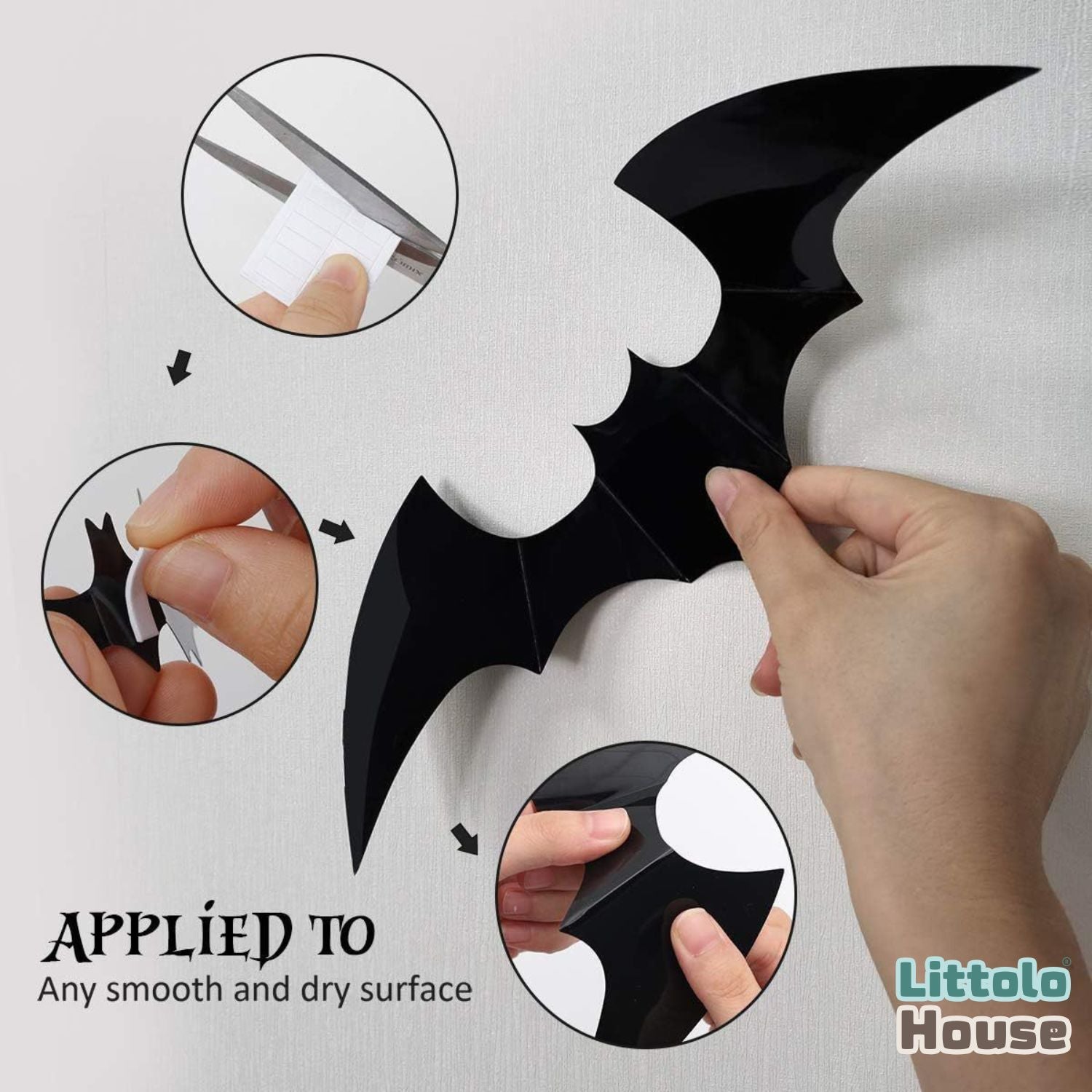 Artificial Halloween Bat Wall Stickers D145 | Pack of 1 | Black