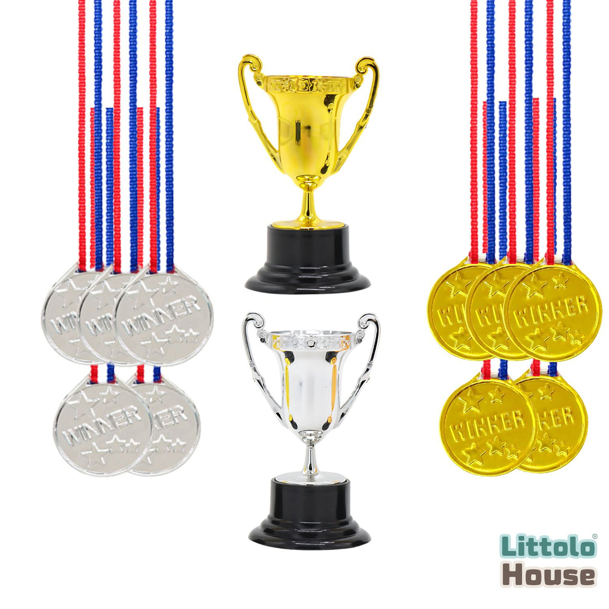 Rewarding Kids Trophy & Medal Miniature D148 | Set of 12 | Multicolour