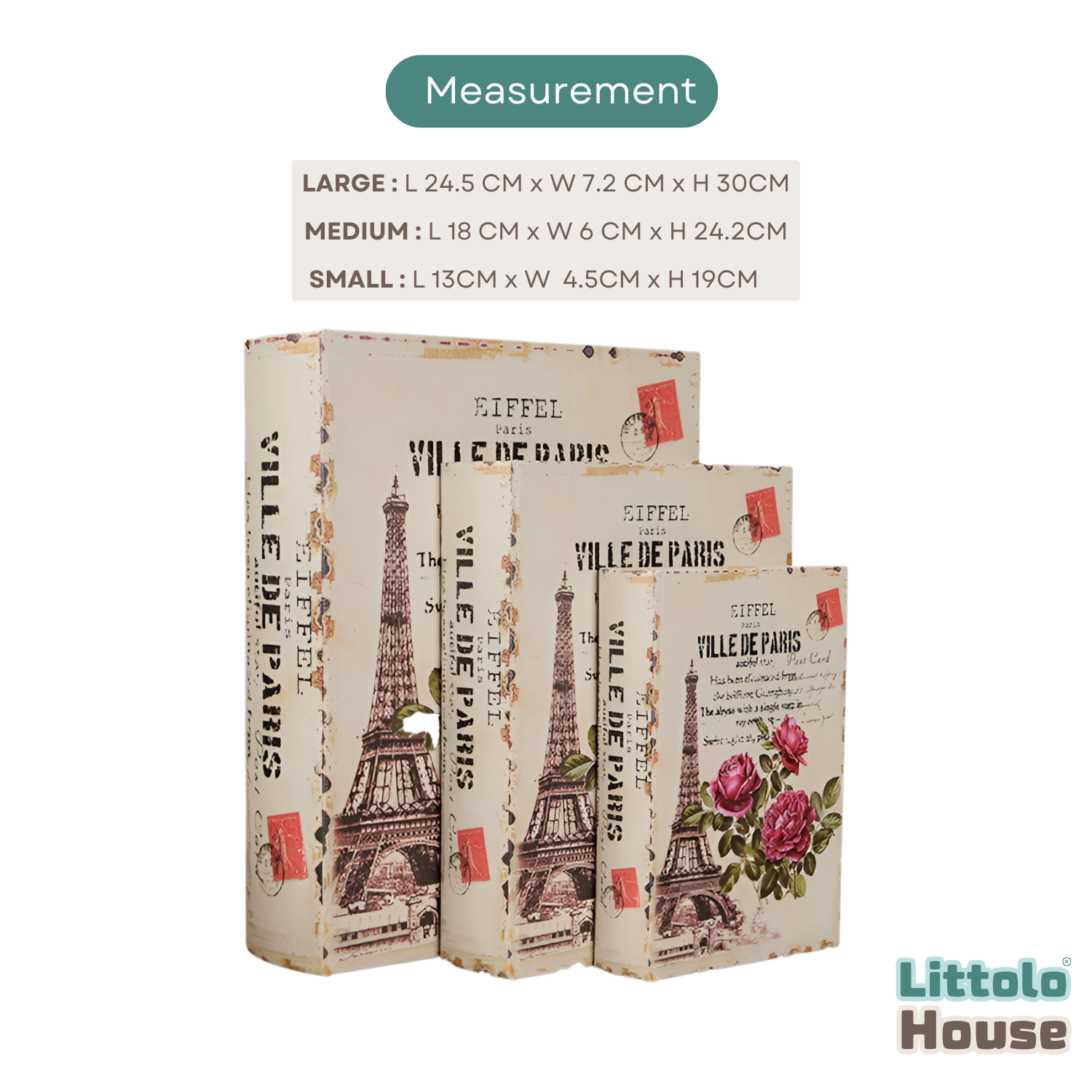Vintage Paris Eiffel Books D166 | Pack of 3 | Multicolour