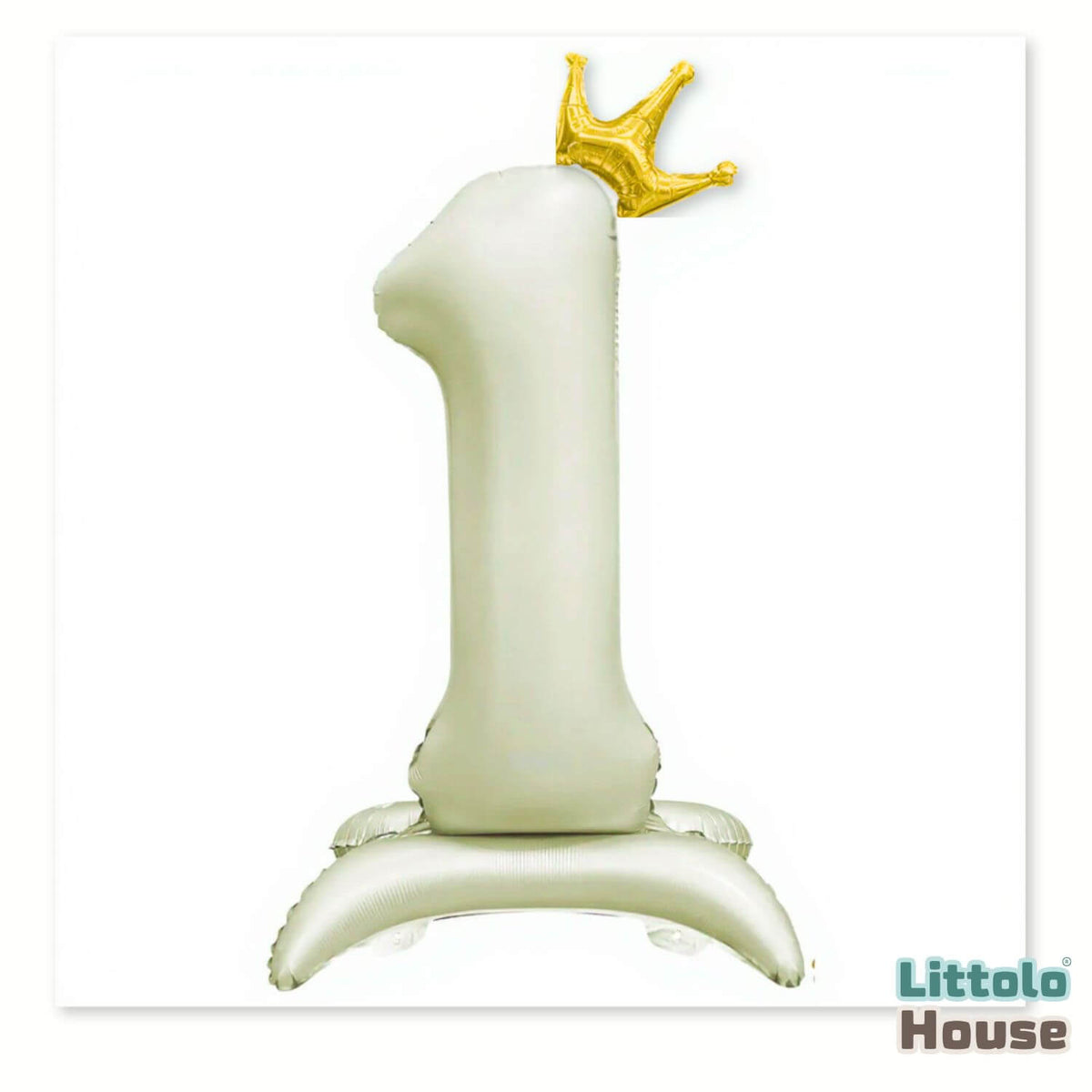 Numeric One Foil Balloon with Gold Crown for 1st Birthday D170 | Pack of 1 | Sage green