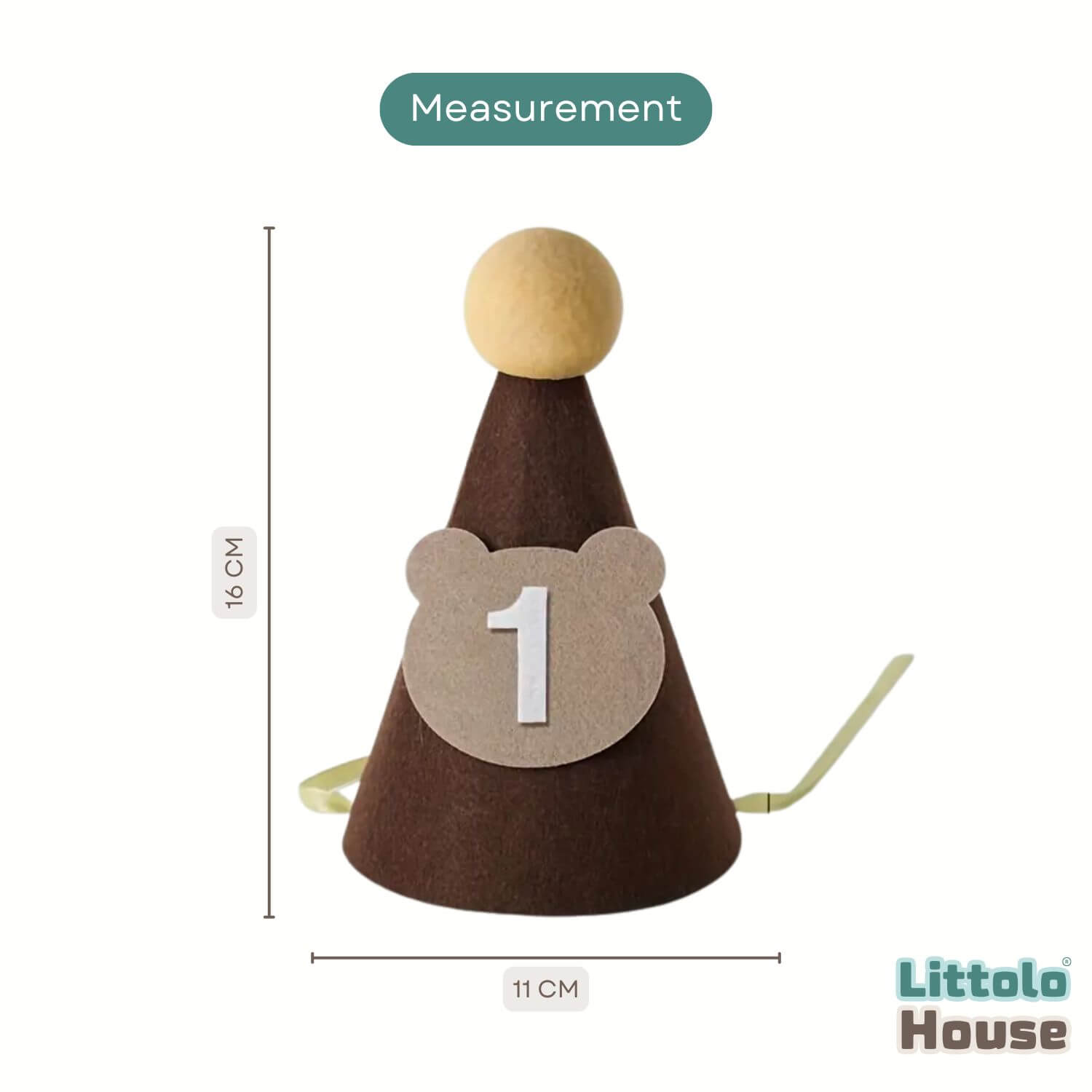 Baby 1st Birthday Teddy Bear Hat D173 | Pack of 1 | Brown