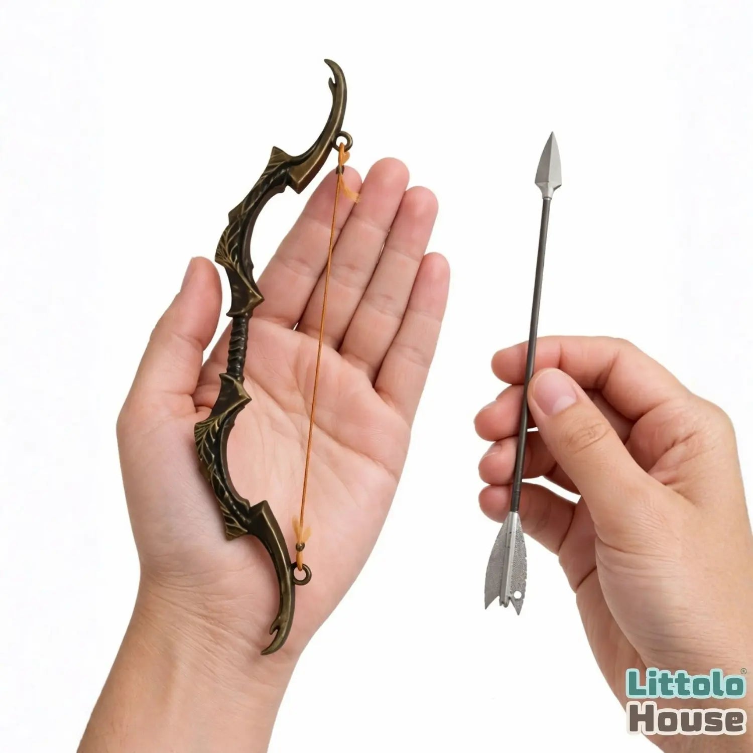 Mini Royal Warrior Metal Bow & Arrow D175 | Black Golden