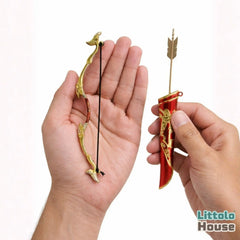 Mini Royal Warrior Metal Bow, Arrow & Quiver D175 | Red Golden