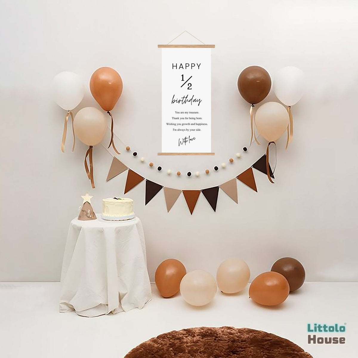 Half Birthday Milestone Hanging Banner D176 | Pack of 1 | Black White