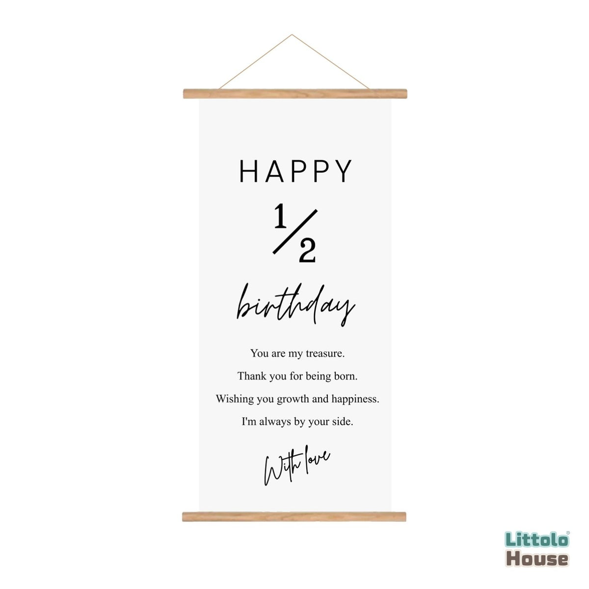 Half Birthday Milestone Hanging Banner D176 | Pack of 1 | Black White