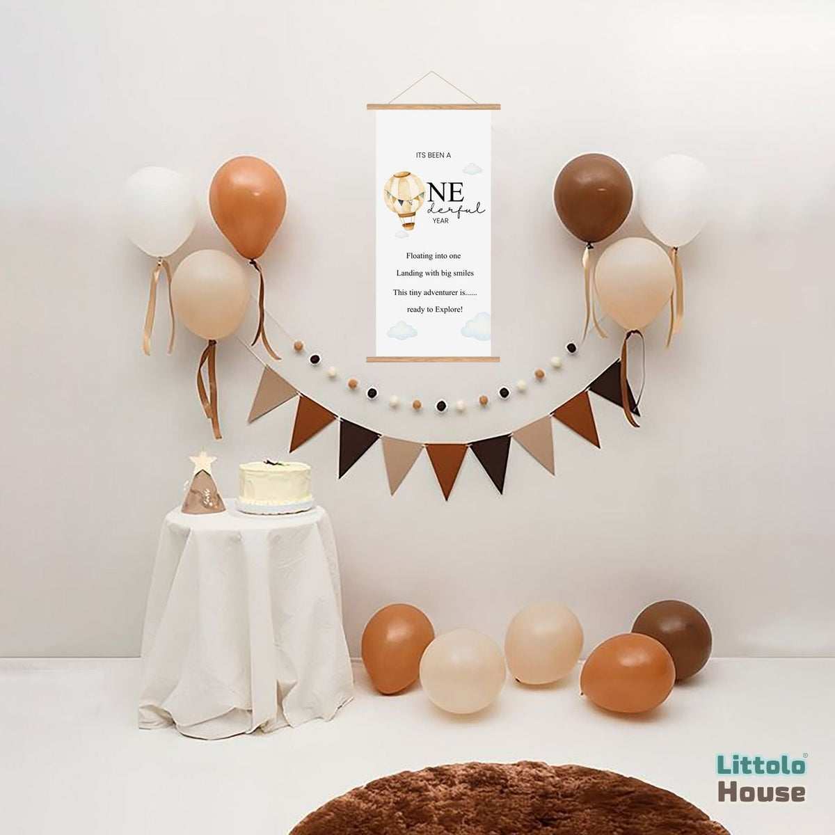 One-derful Year 1st Birthday Milestone Hanging Banner D178 | Pack of 1 | White