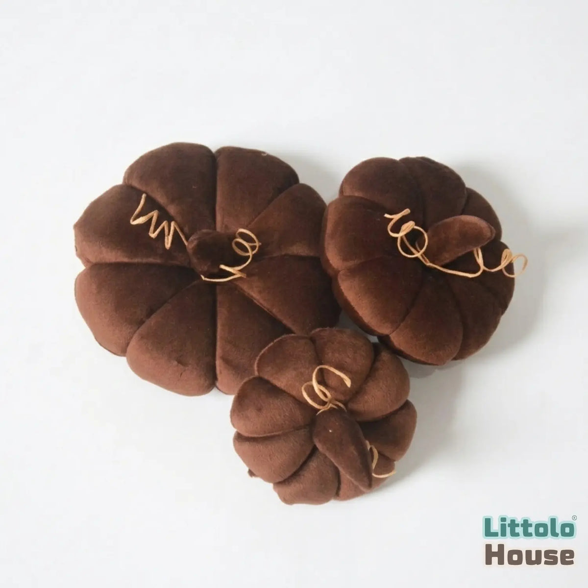 Halloween Velvet Pumpkins D191 | Pack of 3 | Coffee