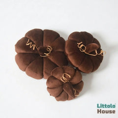 Halloween Velvet Pumpkins D191 | Pack of 3 | Coffee