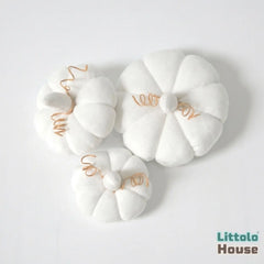 Halloween Velvet Pumpkins D191 | Pack of 3 | White