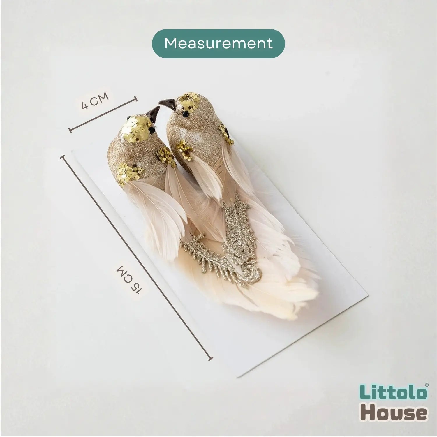 Glitter Feather Bird Clips D192 | Pack of 2 | Golden