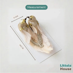 Glitter Feather Bird Clips D192 | Pack of 2 | Golden
