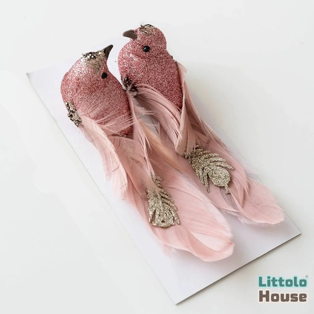Glitter Feather Bird Clips D192 | Pack of 2 | Rose Gold