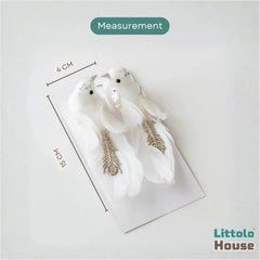 Glitter Feather Bird Clips D192 | Pack of 2 | White
