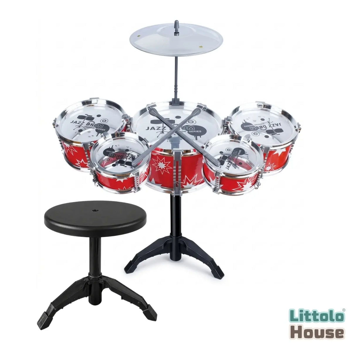 Rockstar Jazz Drum Musical Set D193 | Pack of 1 | Red