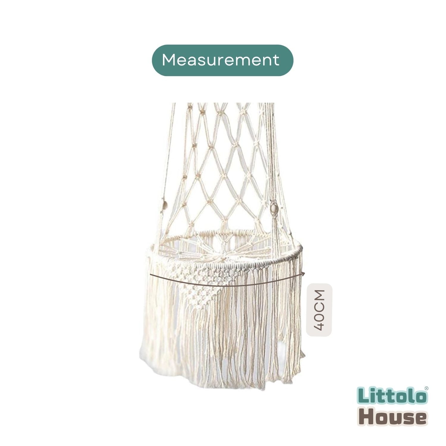 Boho Macrame Swing Hanging | Iron Art | Off White