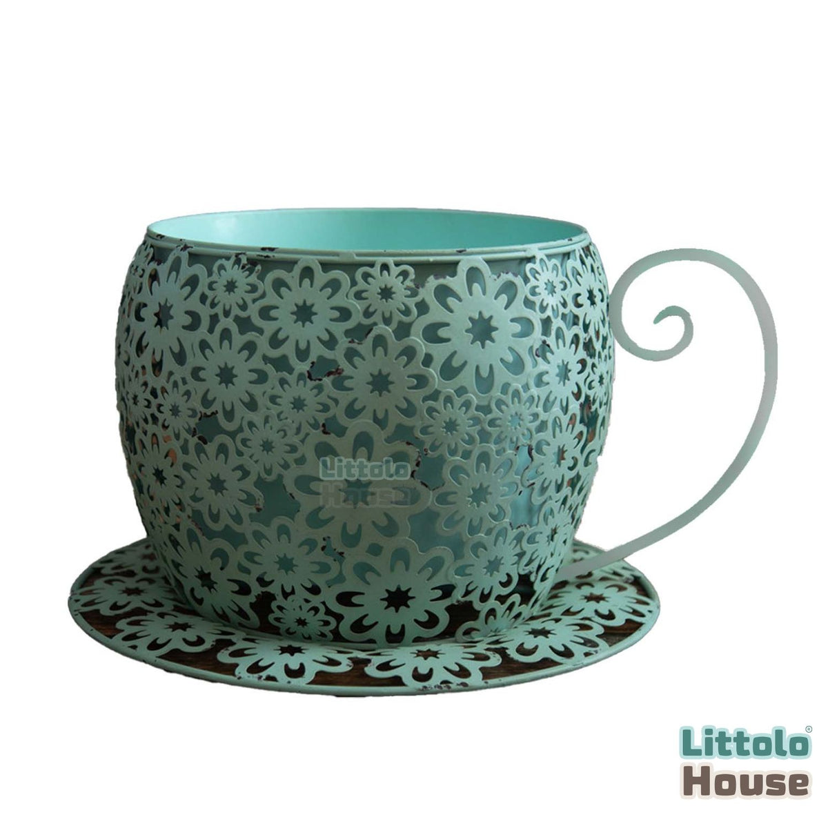 Iron Coffee Cup Bucket | Iron Art | Green