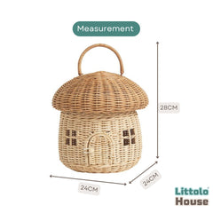 Mushroom House Basket | Rattan | Natural Brown