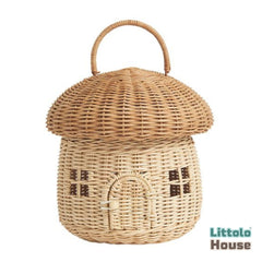 Mushroom House Basket | Rattan | Natural Brown