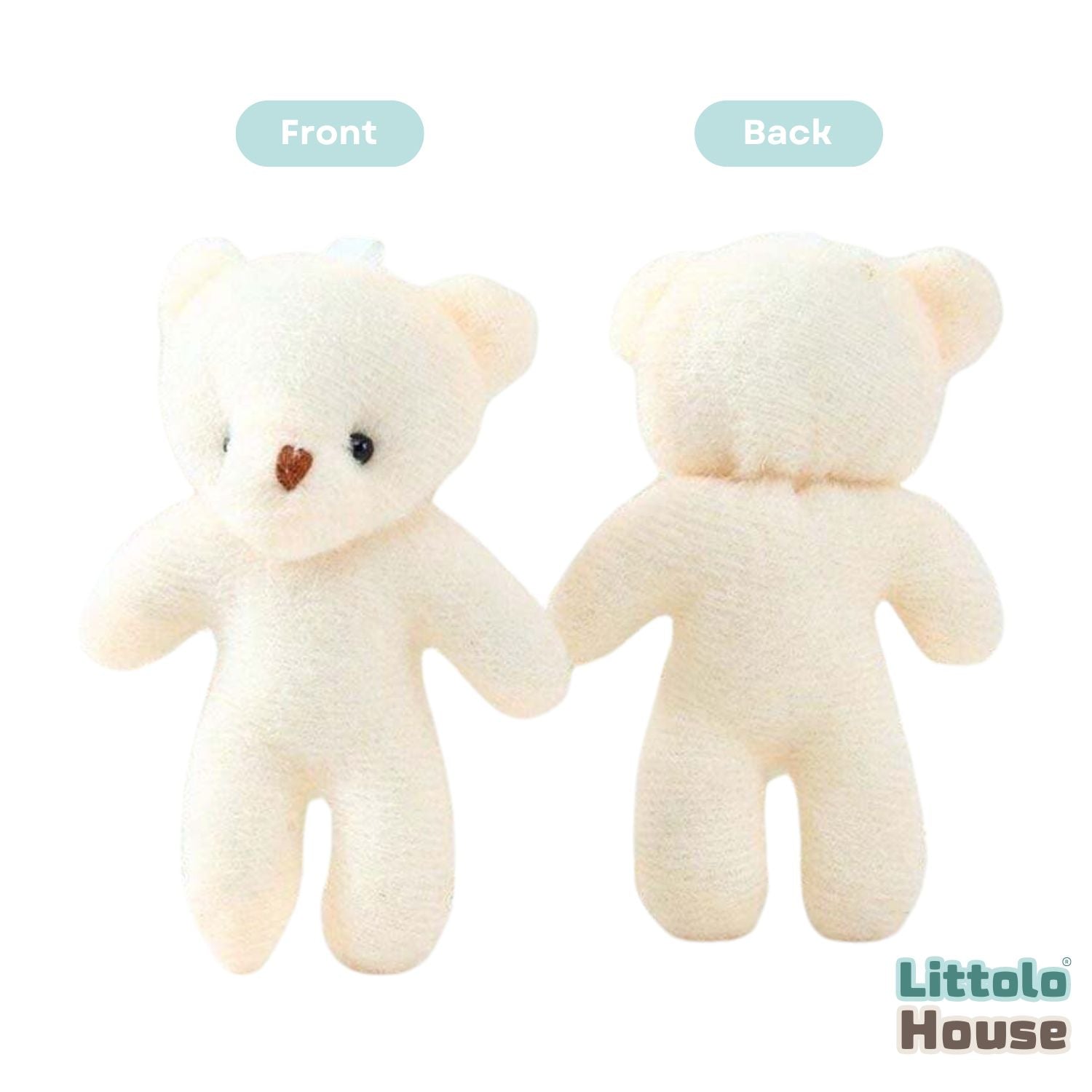 Mini plush soft teddy bear toy TY116 | Pack of 1 | Cream