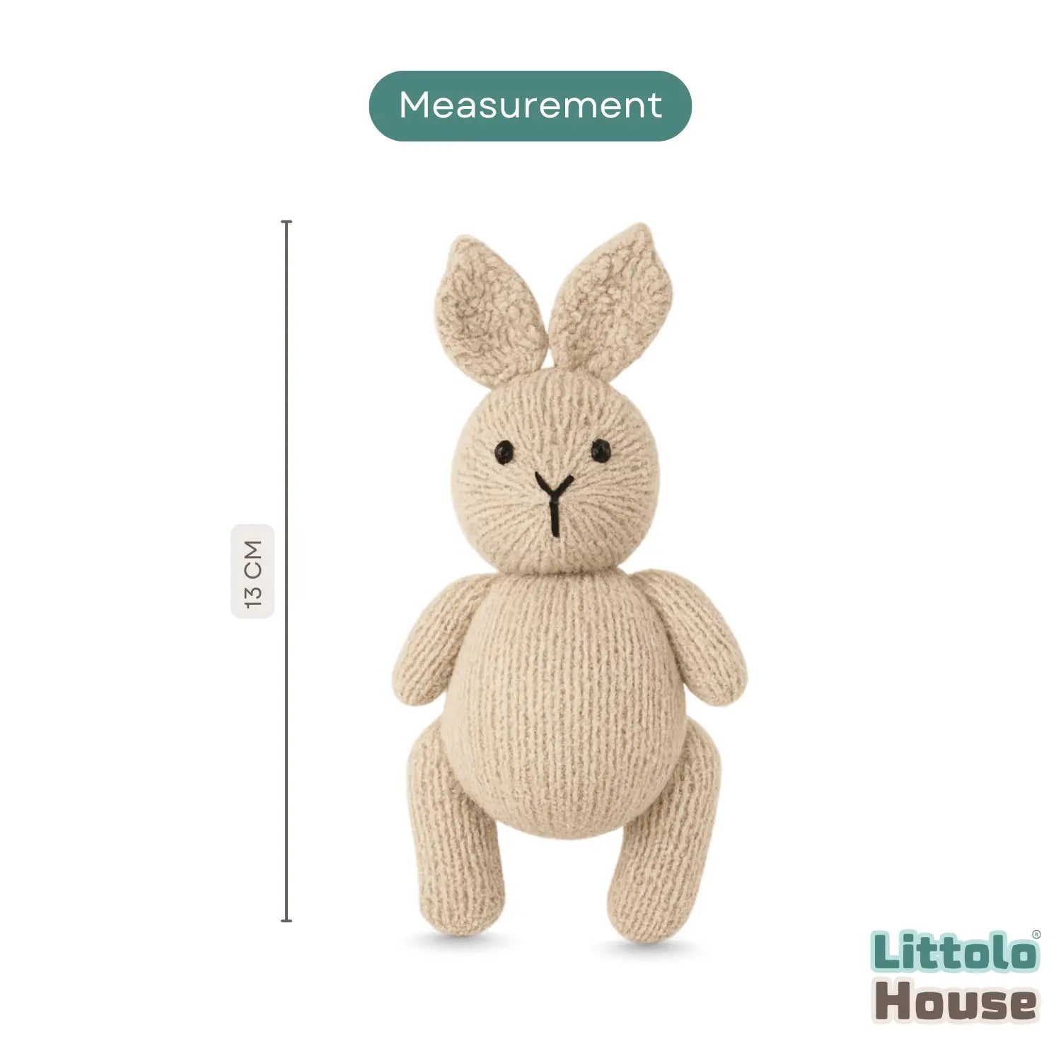 Plush Knitted Bunny Teddy Toy TY180 | Pack of 1 | Beige