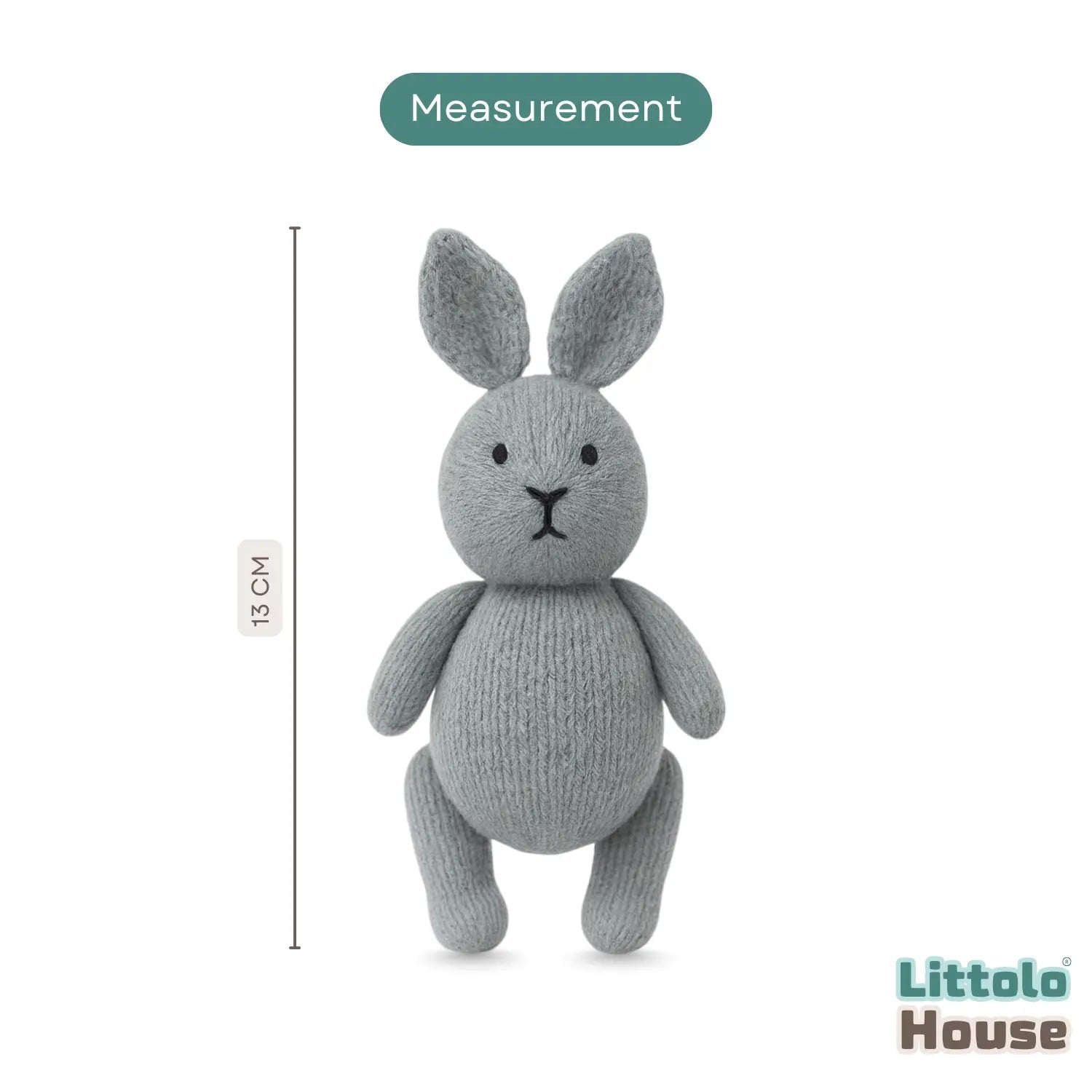 Plush Knitted Bunny Teddy Toy TY180 | Pack of 1 | Grey