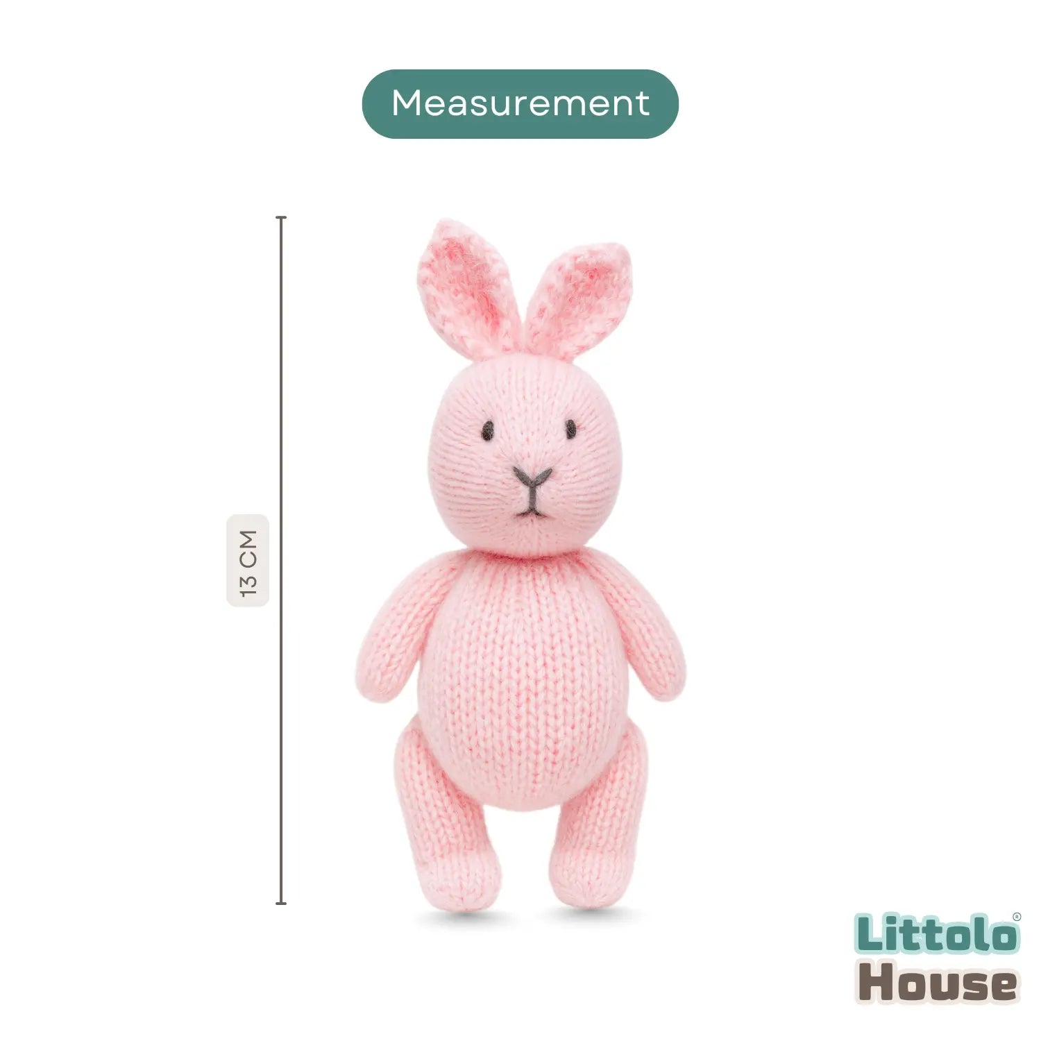 Plush Knitted Bunny Teddy Toy TY180 | Pack of 1 | Light Pink