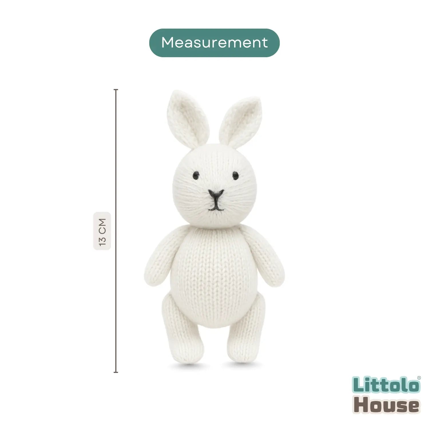 Plush Knitted Bunny Teddy Toy TY180 | Pack of 1 | White