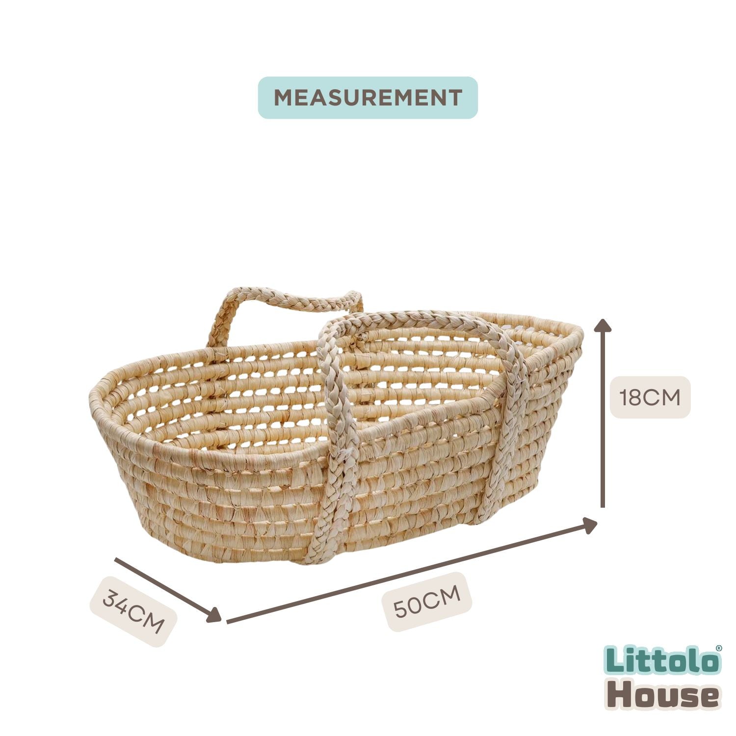 Handmade Straw Braid Baby Basket | Unique | Beige