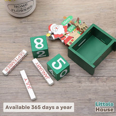 Santa Christmas Calendar Blocks | Wooden | Green