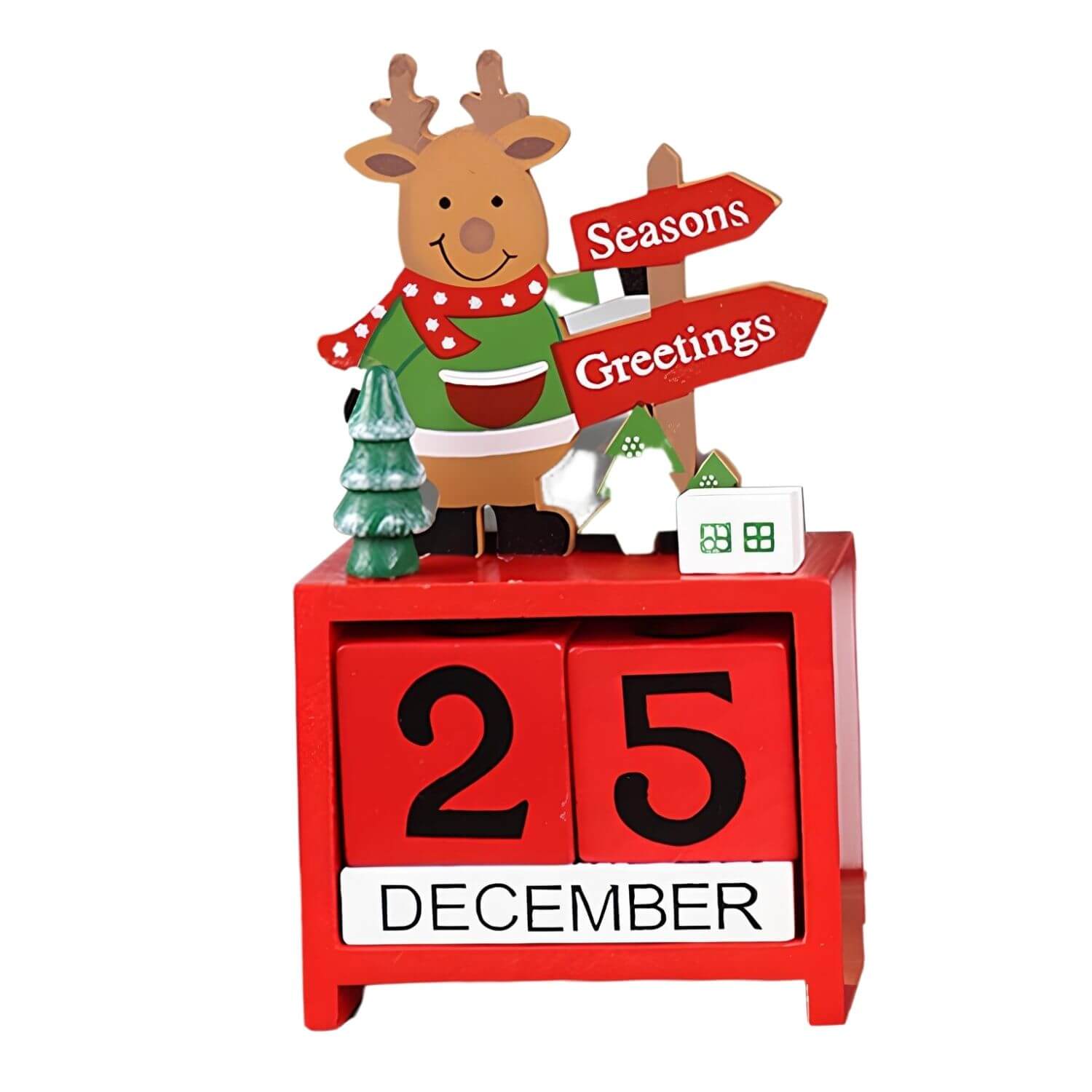 Santa Christmas Calendar Blocks | Wooden | Red