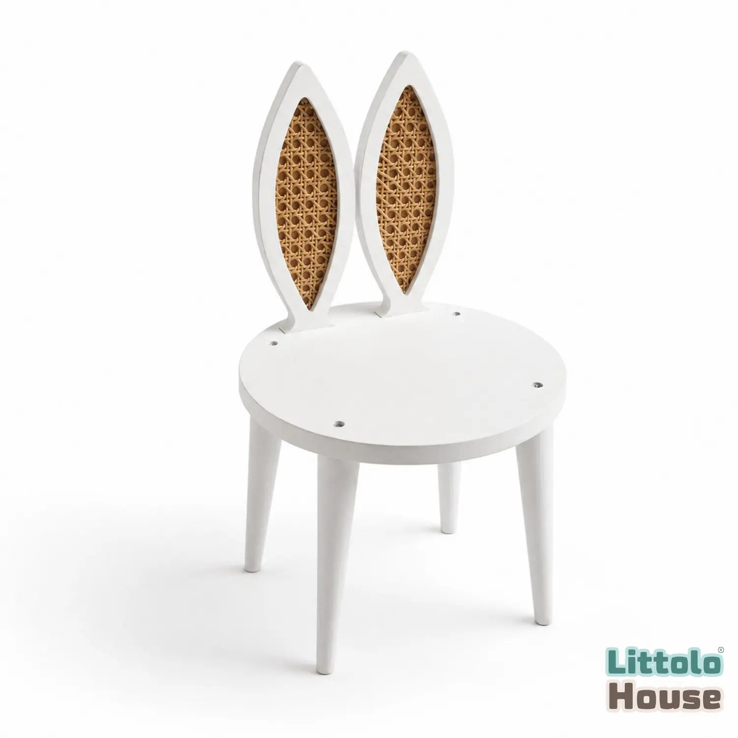 Bunny Rattan Chair | Wooden Decorative | White