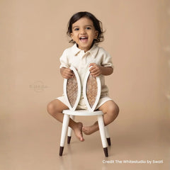 Bunny Rattan Chair | Wooden Decorative | White