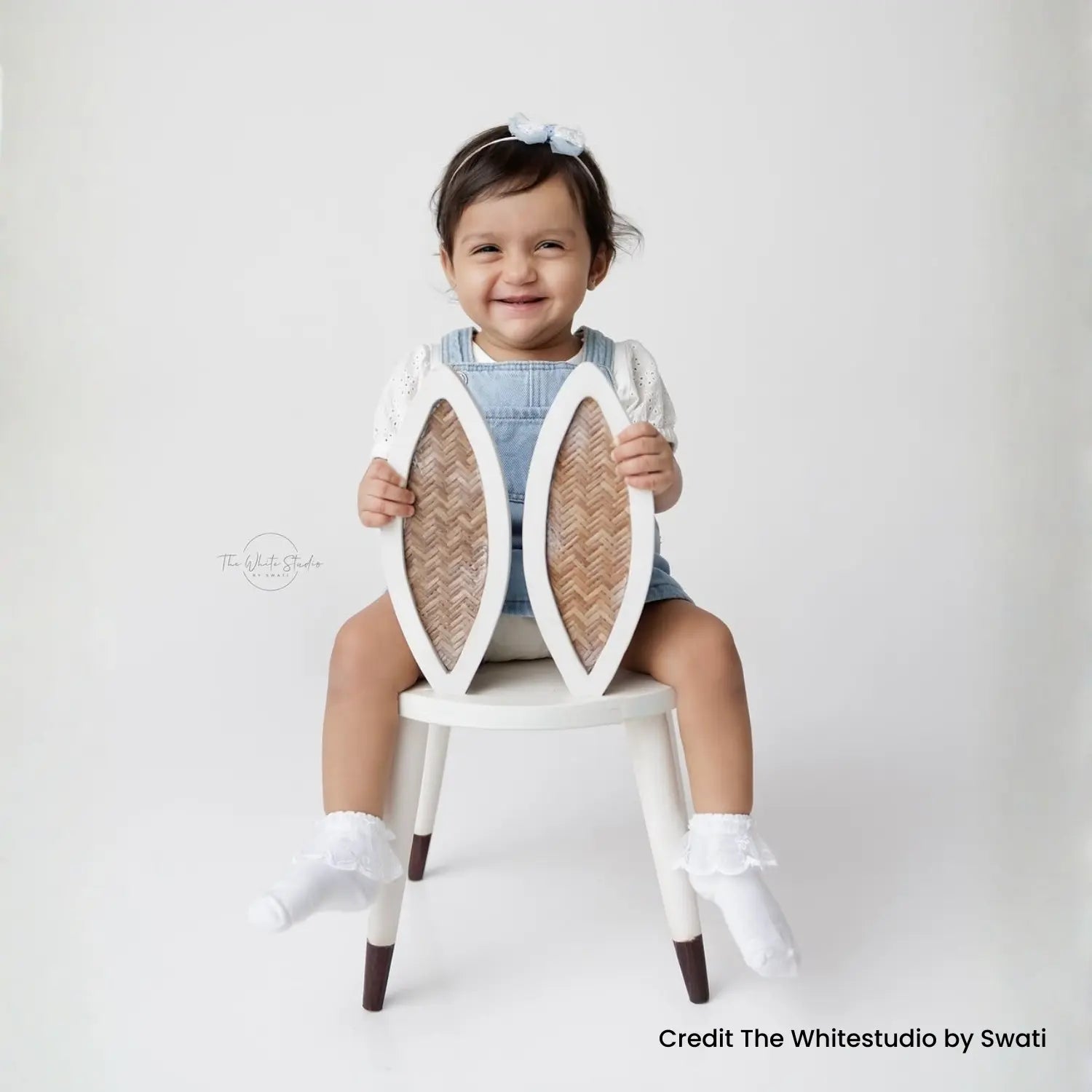 Bunny Rattan Chair | Wooden Decorative | White