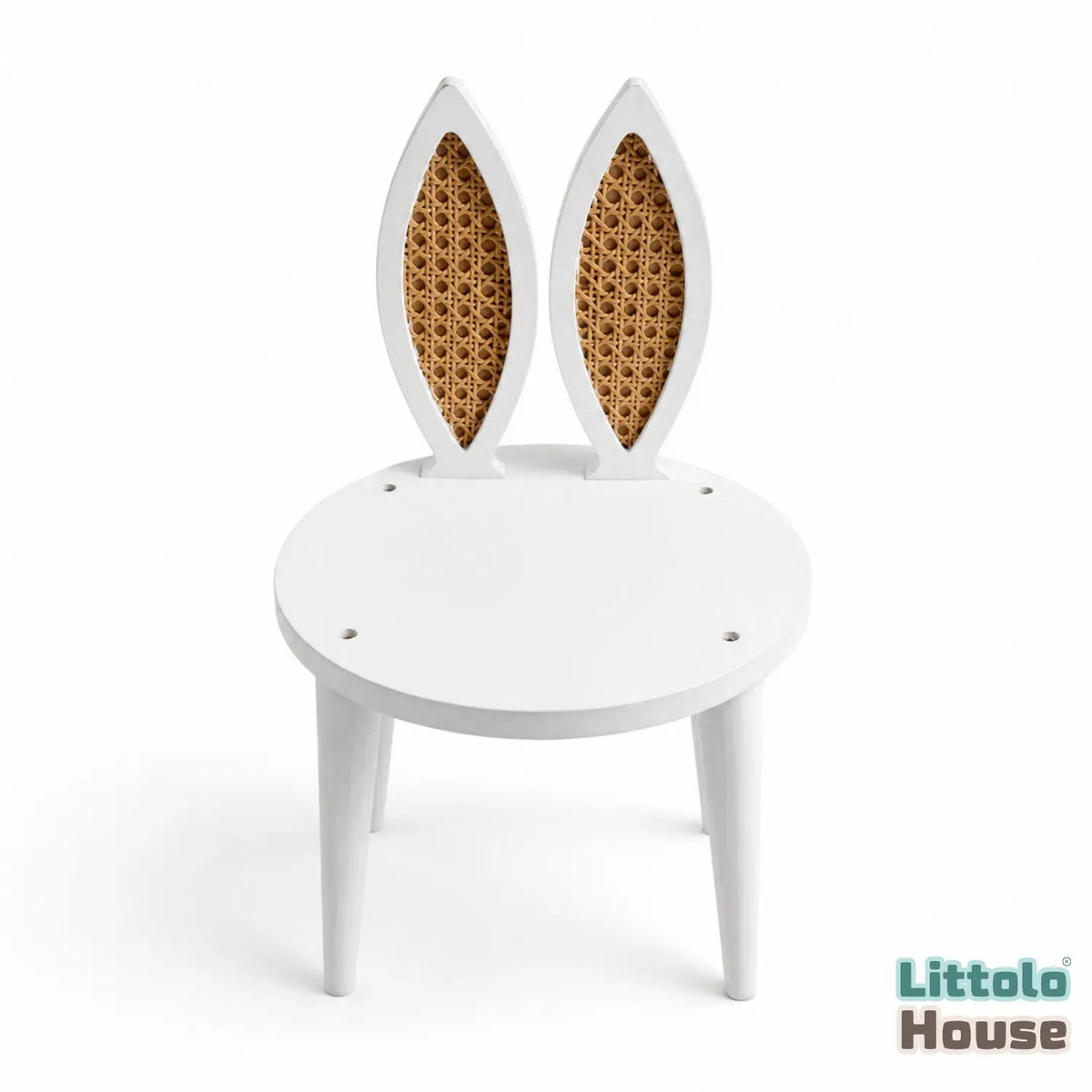 Bunny Rattan Chair | Wooden Decorative | White