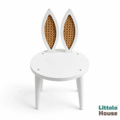 Bunny Rattan Chair | Wooden Decorative | White