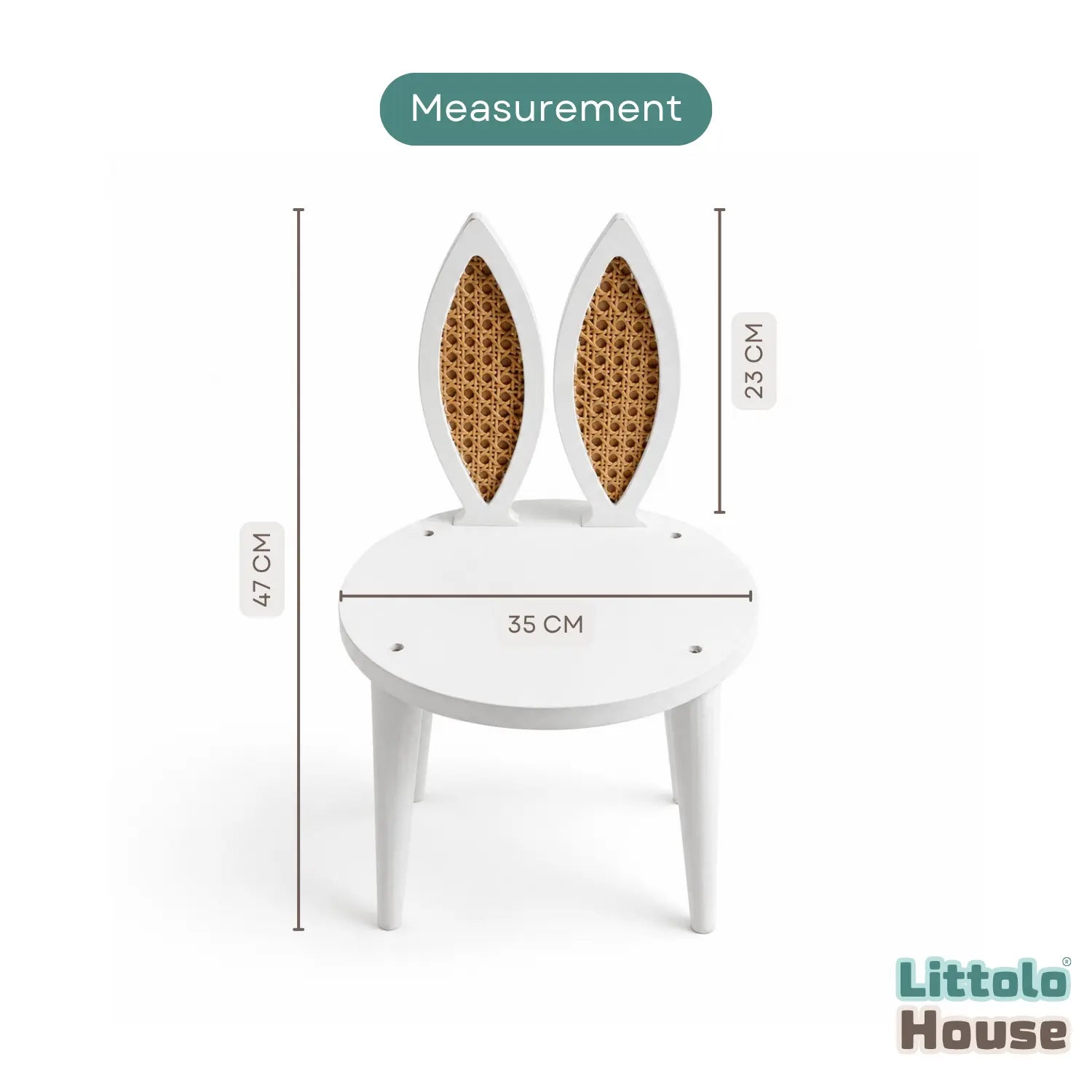 Bunny Rattan Chair | Wooden Decorative | White