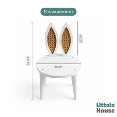 Bunny Rattan Chair | Wooden Decorative | White
