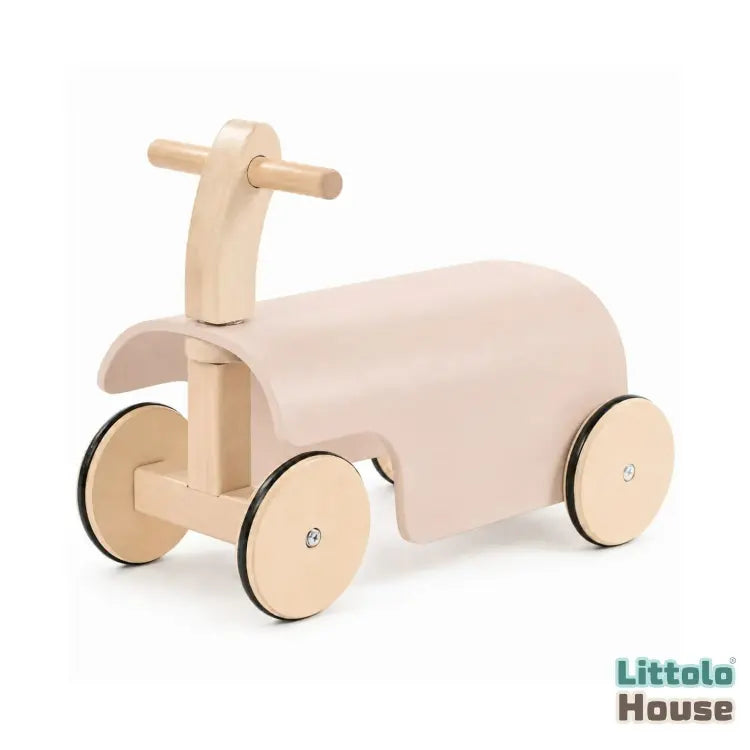 Toddler Ride-On Scooter Prop | Wooden Decorative | Beige