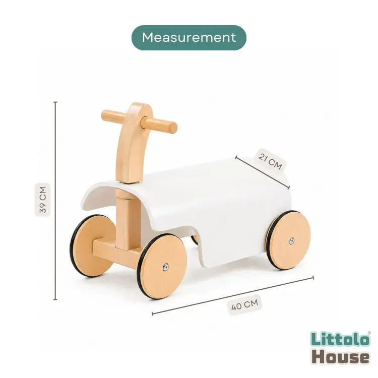 Toddler Ride-On Scooter Prop | Wooden Decorative | White